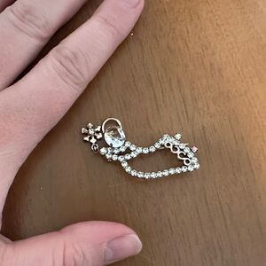 Silver-Tone Clear Crystal Tiara Brooch - Elegant Rhinestone Accent